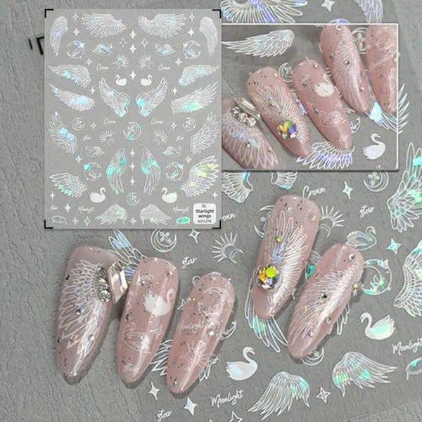 Autocollants décoratifs pour ongles Ailes holographiques