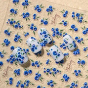 Autocollants décoratifs pour ongles Fleurs bleues