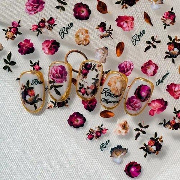 Autocollants décoratifs pour ongles Roses romantiques