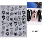Autocollants pour ongles – Halloween SW-A23 – Toiles d'araignée