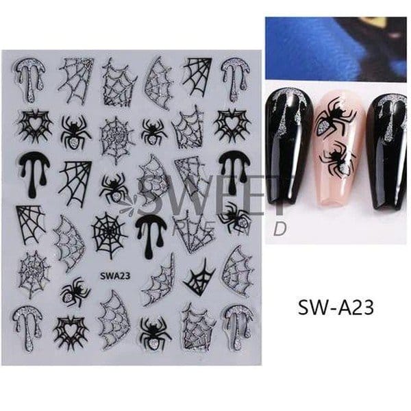 Autocollants pour ongles – Halloween SW-A23 – Toiles d'araignée
