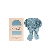 Bonnet satin surdimensionné ajustable Bleu brume