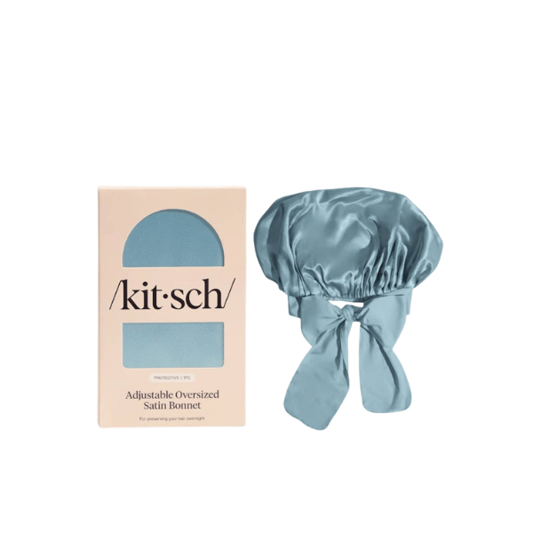 Bonnet satin surdimensionné ajustable Bleu brume
