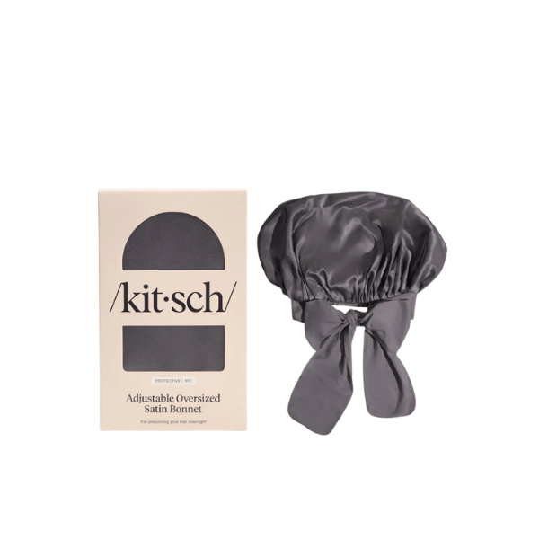 Bonnet satin surdimensionné ajustable Charbon