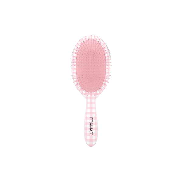 Brosse ovale démêlante Gingham Pink - Boutique du Cheveu