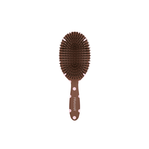Brosse Polish à pois rose et brun - Boutique du Cheveu