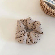 Chouchou en lin beige à pois