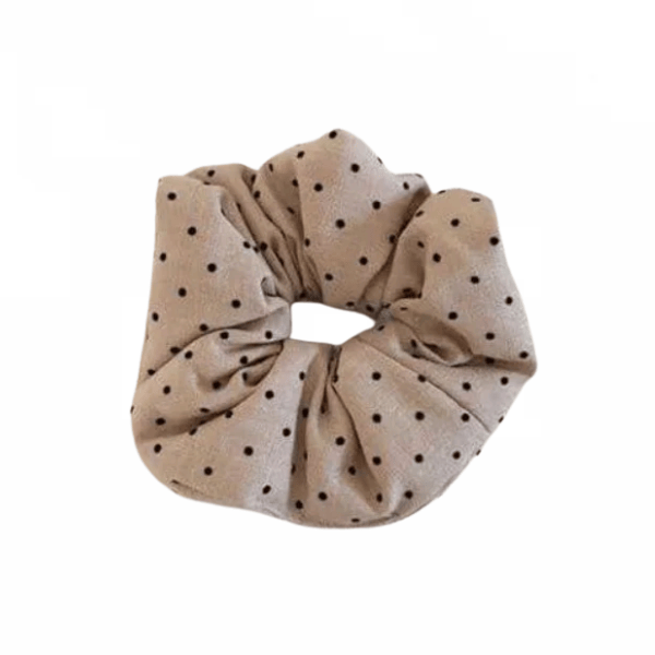 Chouchou en lin beige à pois