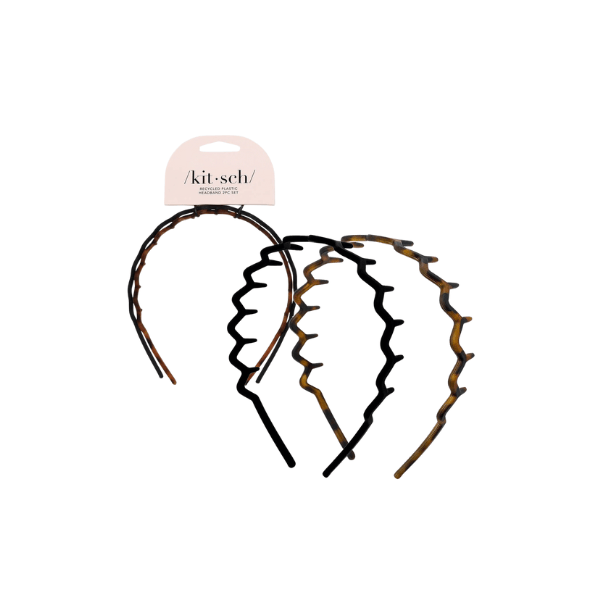 Lot de 2 serre-têtes zigzag - noir et écaille de tortue