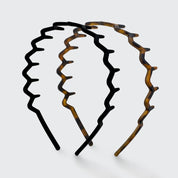 Lot de 2 serre-têtes zigzag - noir et écaille de tortue