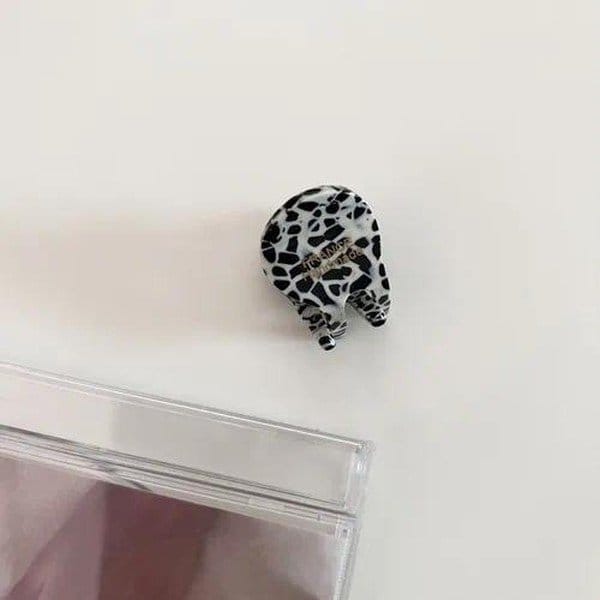 Mini pince à cheveux en acétate Pois noir et blanc
