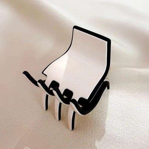 Pince à cheveux sept dents 2,7 cm Beige et noir