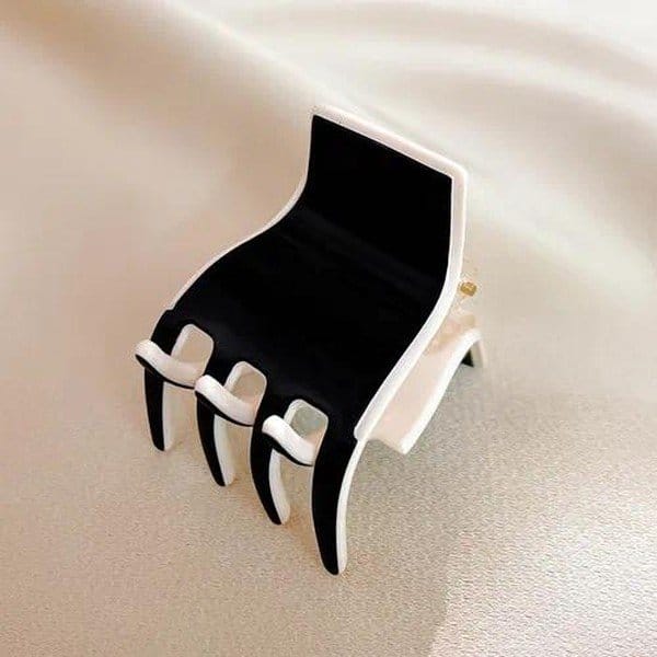 Pince à cheveux sept dents 2,7 cm Noir et blanc